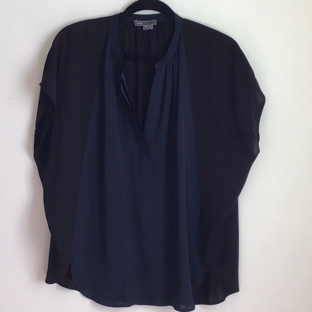 Host Pick! Vince M  black and navy silk blouse.